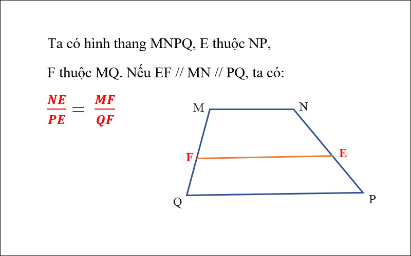 Ví dụ minh họa cho định ký Talet trong hình thang